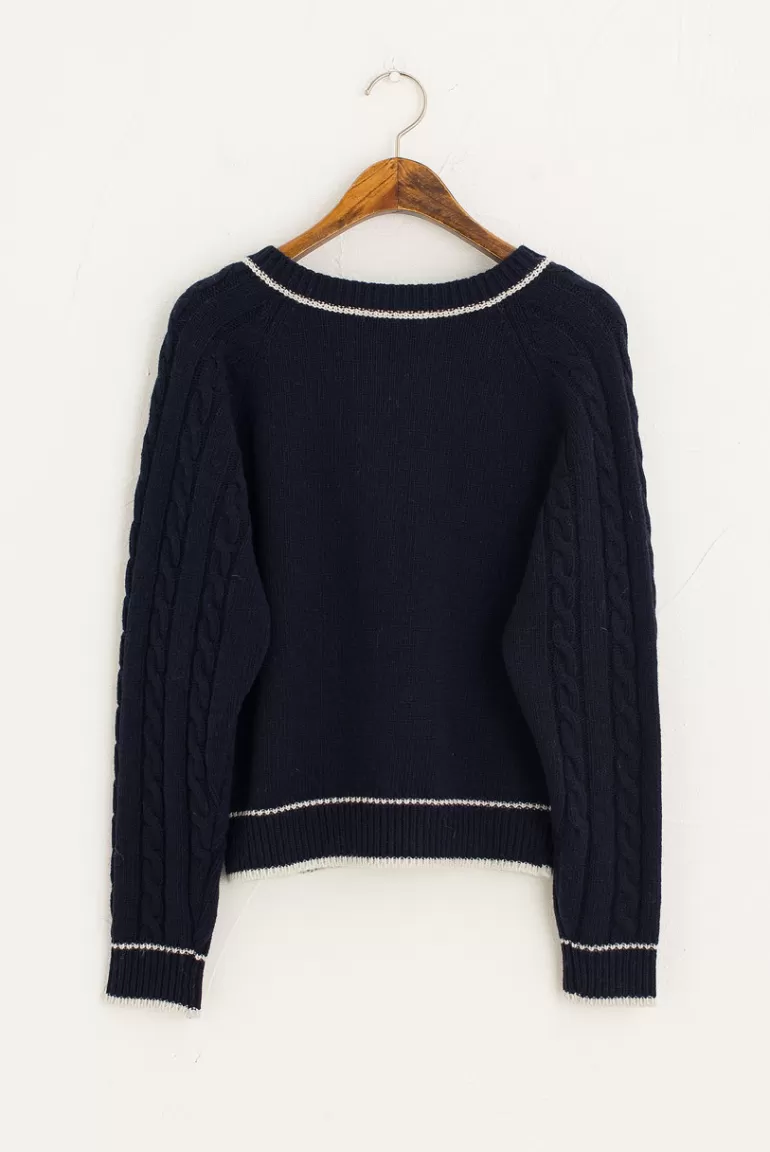 Women Olive Clothing Fisher Button Jumper, Navy