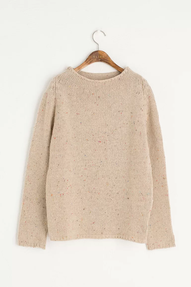 Women Olive Clothing Flecked Fisherman Knit, Beige