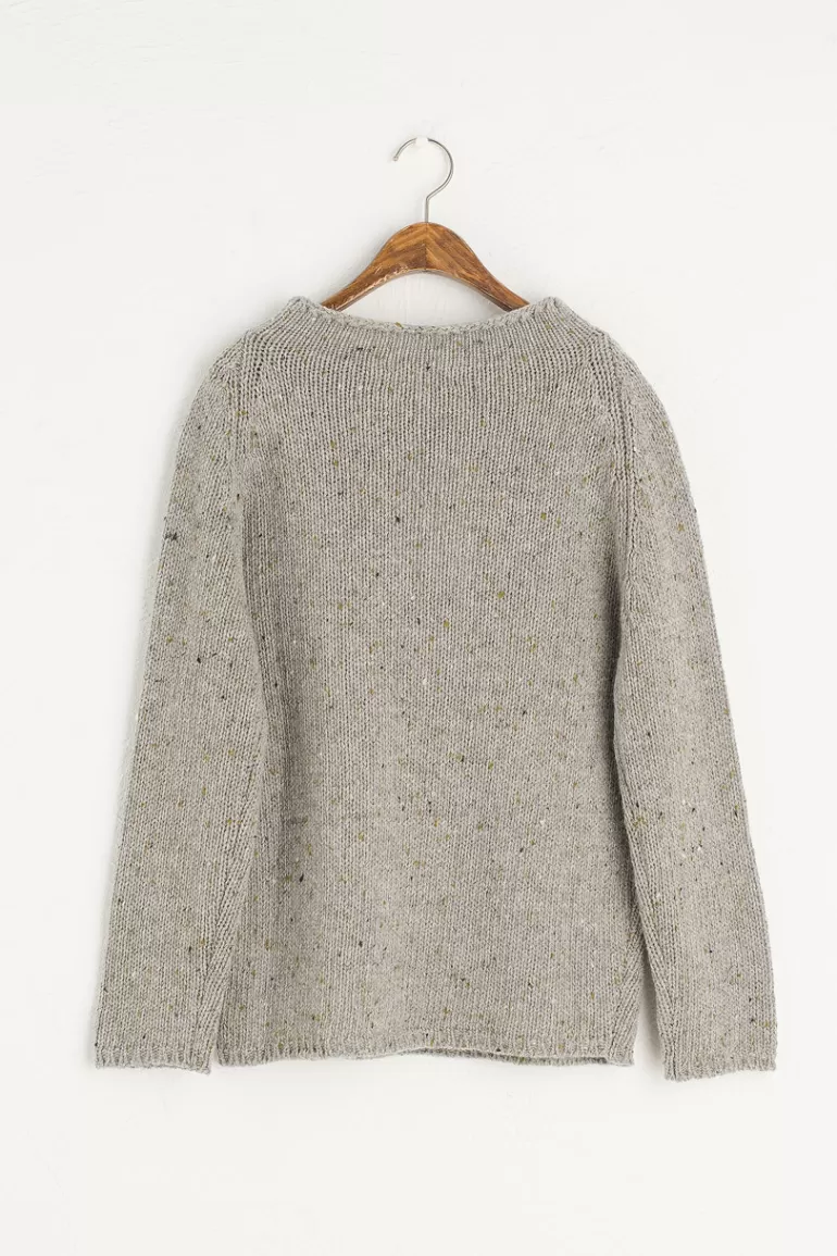 Women Olive Clothing Flecked Fisherman Knit, Grey