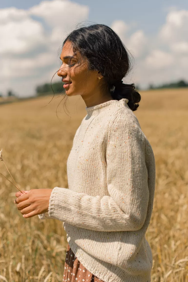 Women Olive Clothing Flecked Fisherman Knit, Ivory