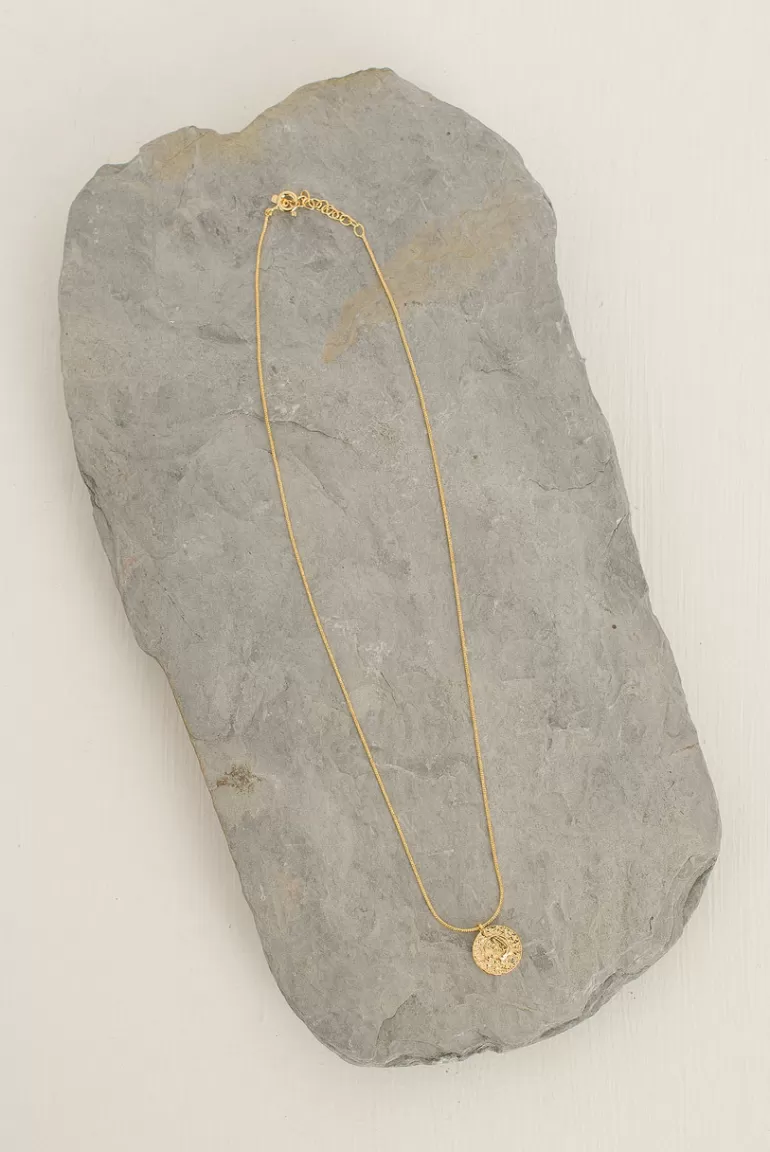 Women Olive Clothing Fossil Pendant Necklace, 14K Gold Plated