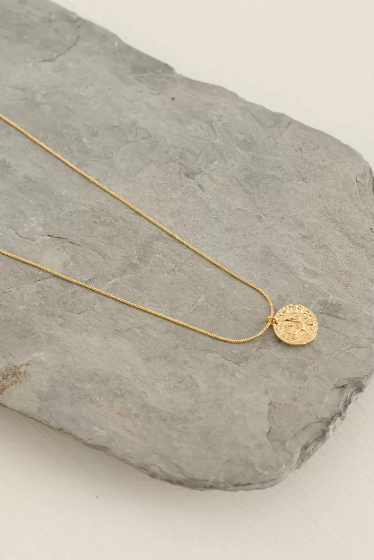 Women Olive Clothing Fossil Pendant Necklace, 14K Gold Plated