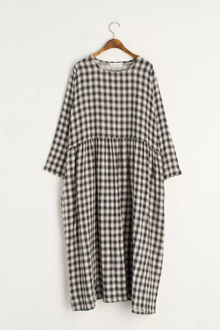 Women Olive Clothing Freya Check Dress, Black
