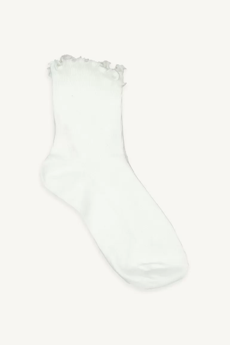 Women Olive Clothing Frill Neck Socks, White
