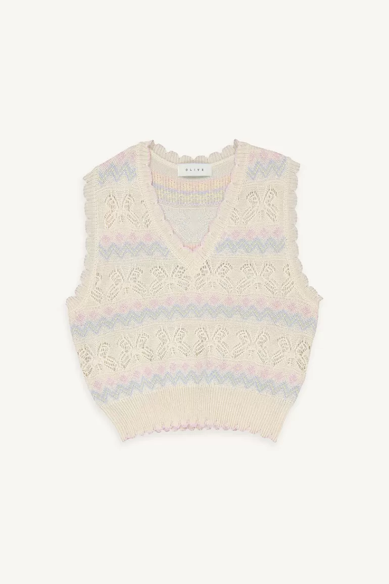 Women Olive Clothing Fuso Knitted Vest, Pink