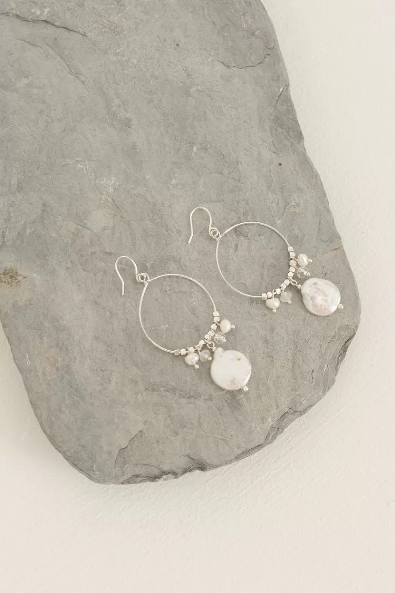 Women Olive Clothing Galleria Pearl Earrings, Silver Plated