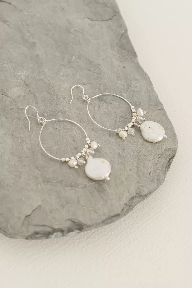 Women Olive Clothing Galleria Pearl Earrings, Silver Plated