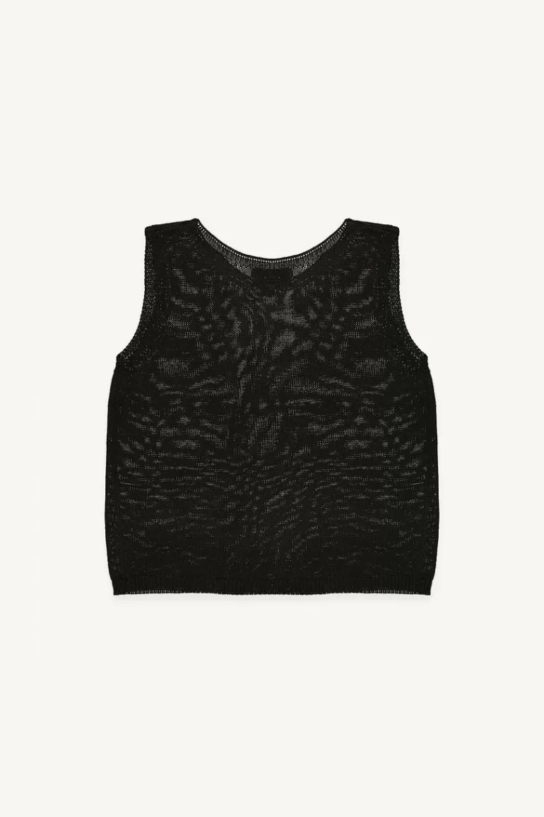 Women Olive Clothing Georgia Linen Vest, Black