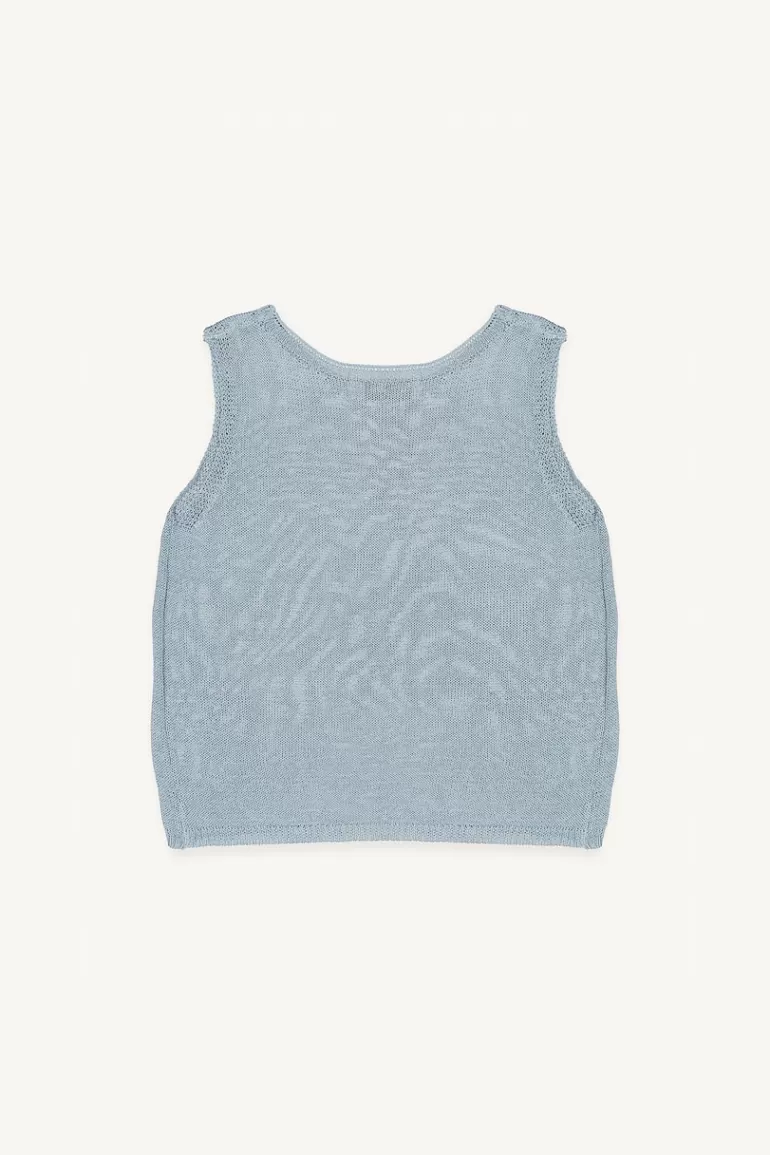 Women Olive Clothing Georgia Linen Vest, Blue
