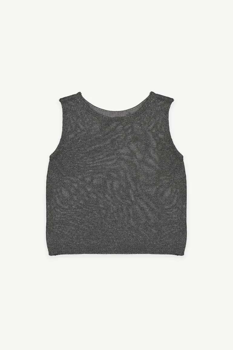 Women Olive Clothing Georgia Linen Vest, Charcoal