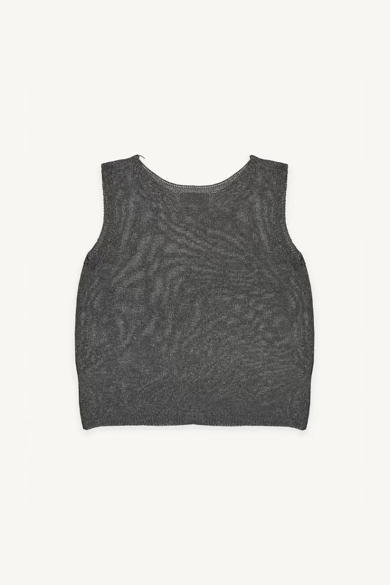 Women Olive Clothing Georgia Linen Vest, Charcoal