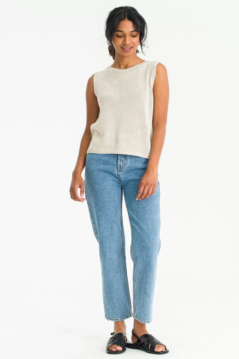 Women Olive Clothing Georgia Linen Vest, Oat