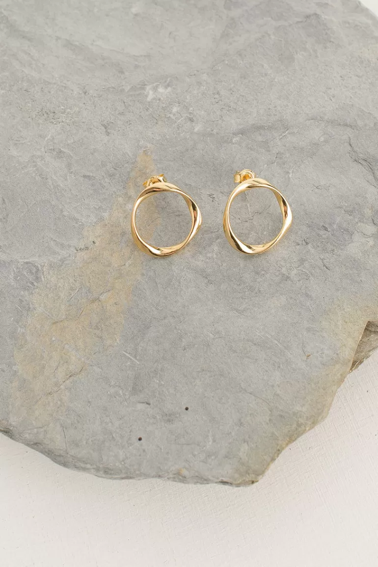 Women Olive Clothing Gold Circle Stud, 18K Gold Plated