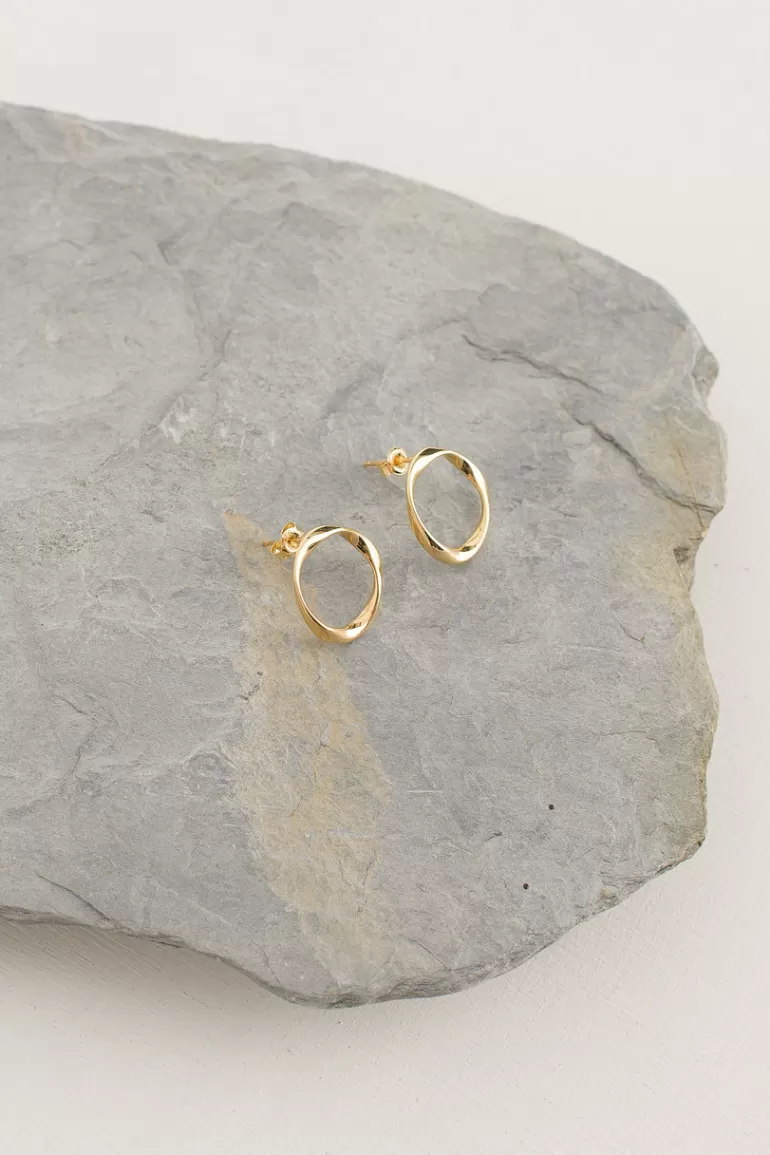 Women Olive Clothing Gold Circle Stud, 18K Gold Plated
