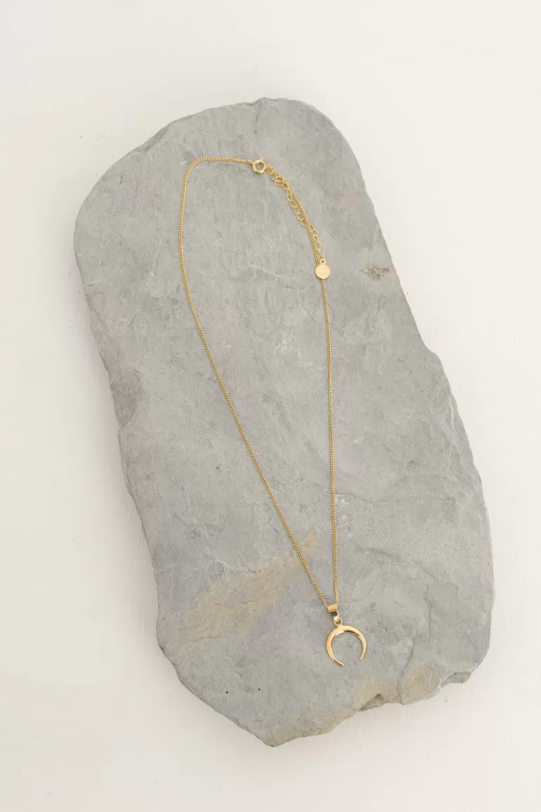 Women Olive Clothing Gold Mini Crescent Necklace, 18K Gold Plated