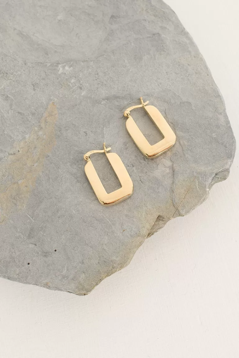 Women Olive Clothing Gold Mini Square Hoop, 18K Gold Plated