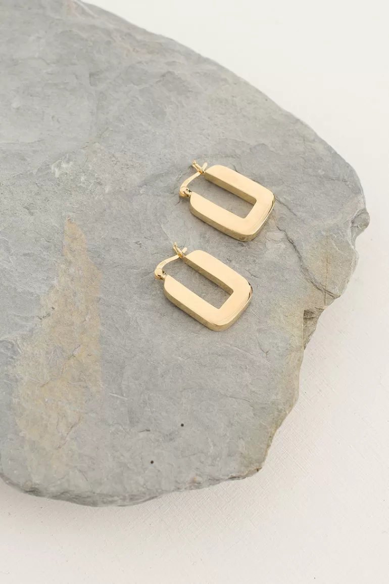 Women Olive Clothing Gold Mini Square Hoop, 18K Gold Plated