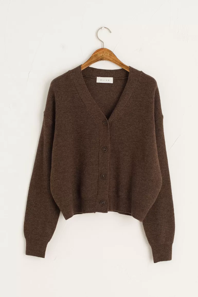 Women Olive Clothing Hako Lightweight Cardigan, Brown
