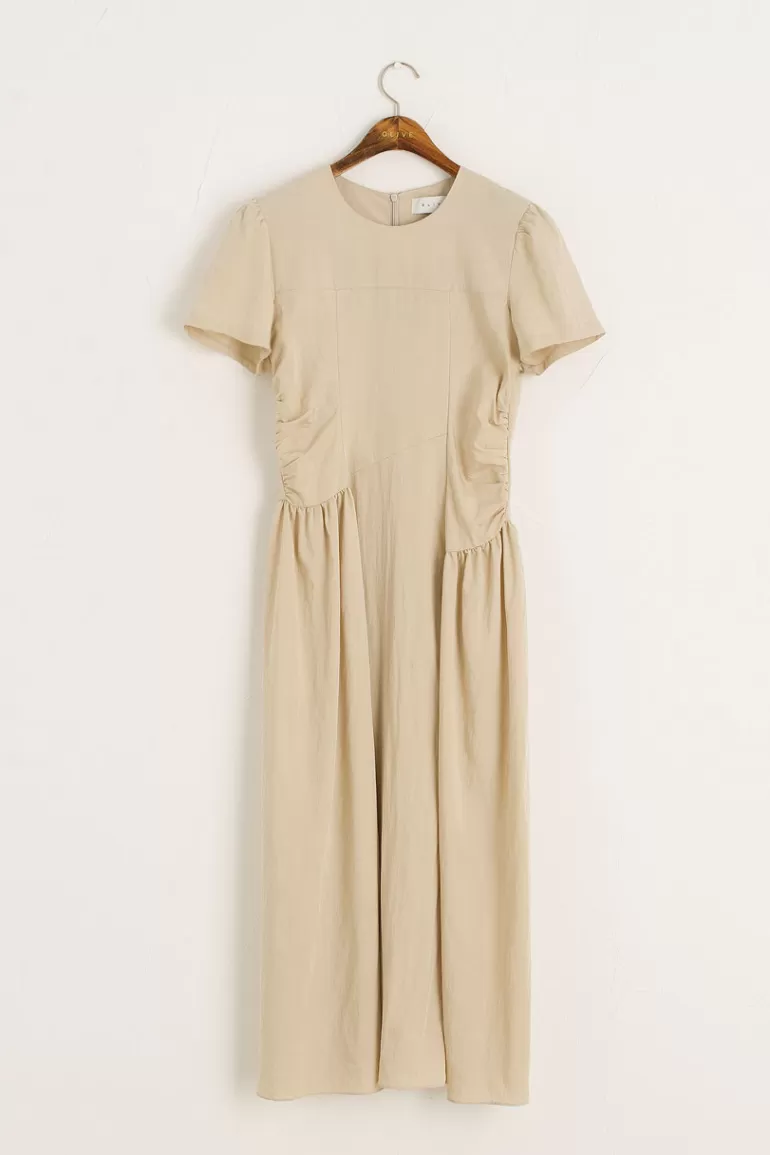 Women Olive Clothing Hako Ruching Dress, Beige