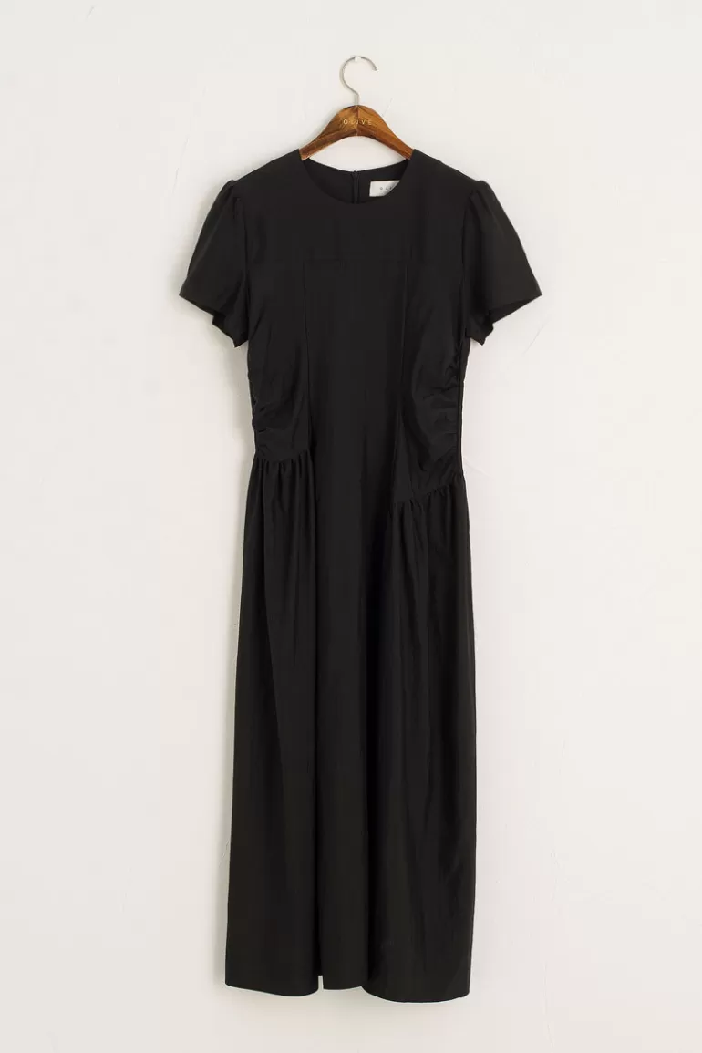 Women Olive Clothing Hako Ruching Dress, Black