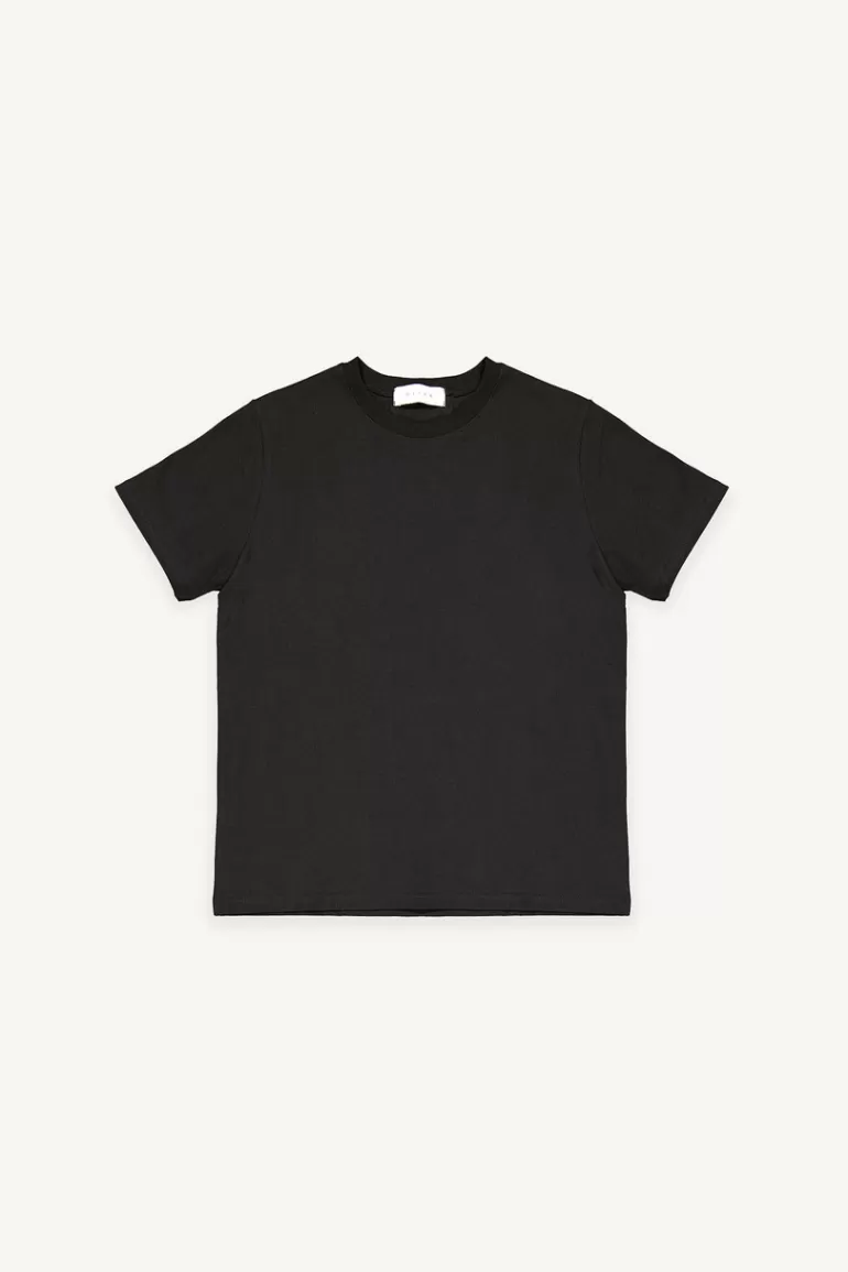 Women Olive Clothing Hana Boy Fit Crew Neck Tee, Black