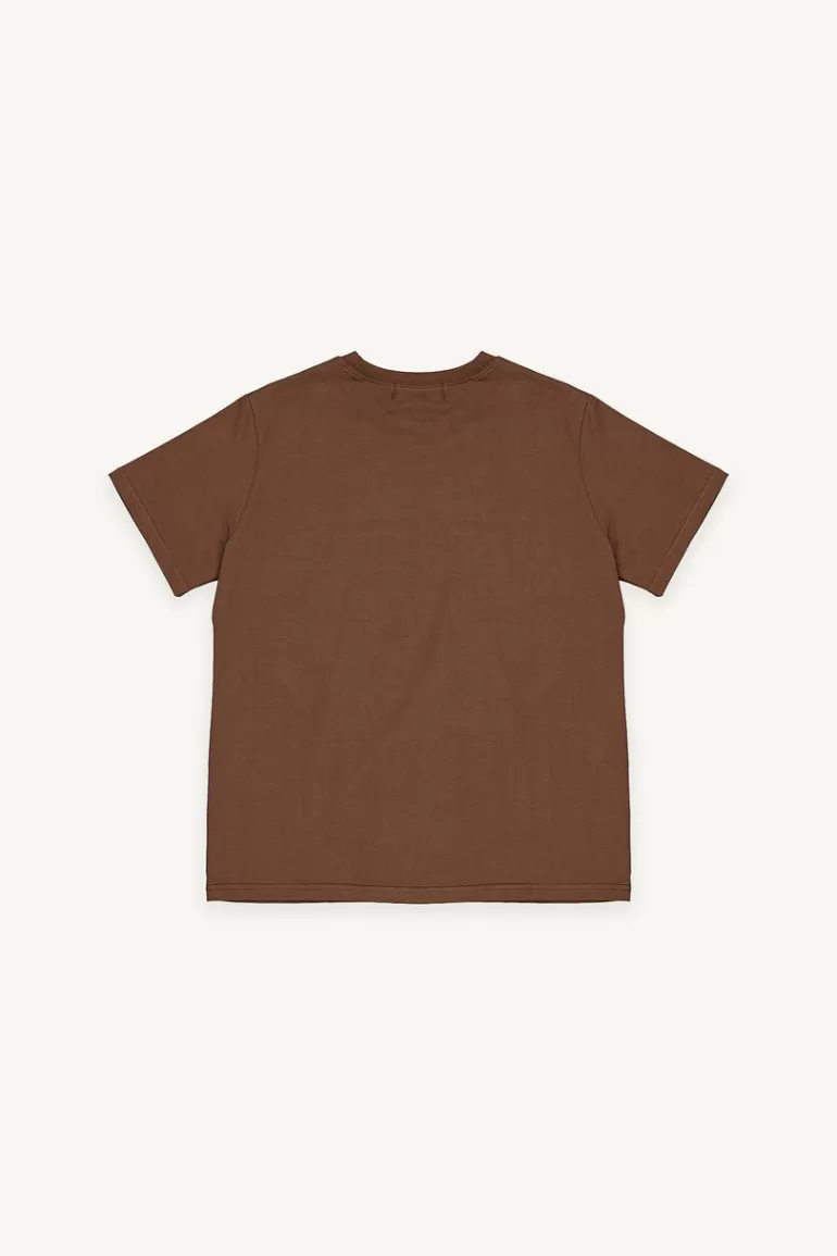 Women Olive Clothing Hana Boy Fit Crew Neck Tee, Brown