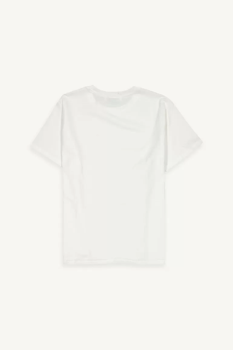 Women Olive Clothing Hana Boy Fit Crew Neck Tee, Ivory