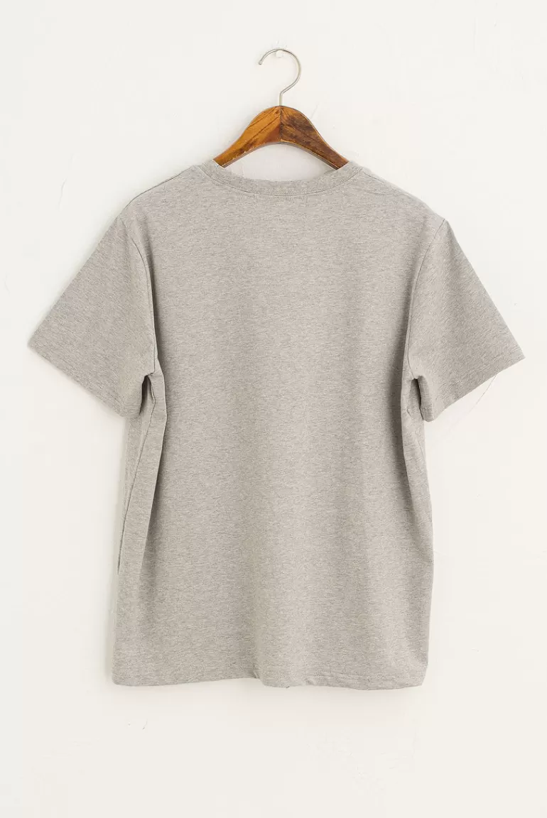 Women Olive Clothing Hana Boy Fit Crew Neck Tee, Mel Grey
