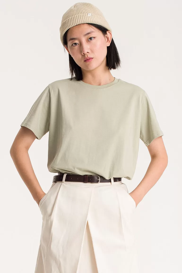 Women Olive Clothing Hana Boy Fit Crew Neck Tee, Sage