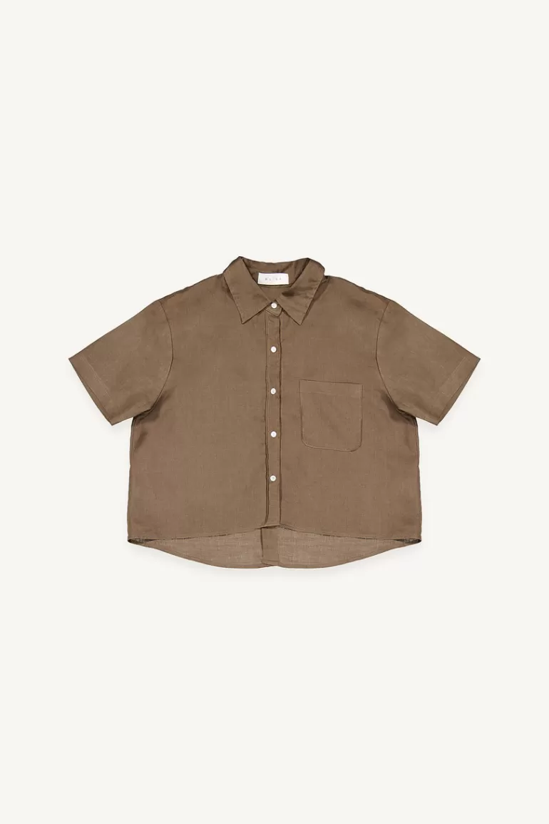 Women Olive Clothing Hana Linen Shirt, Brown