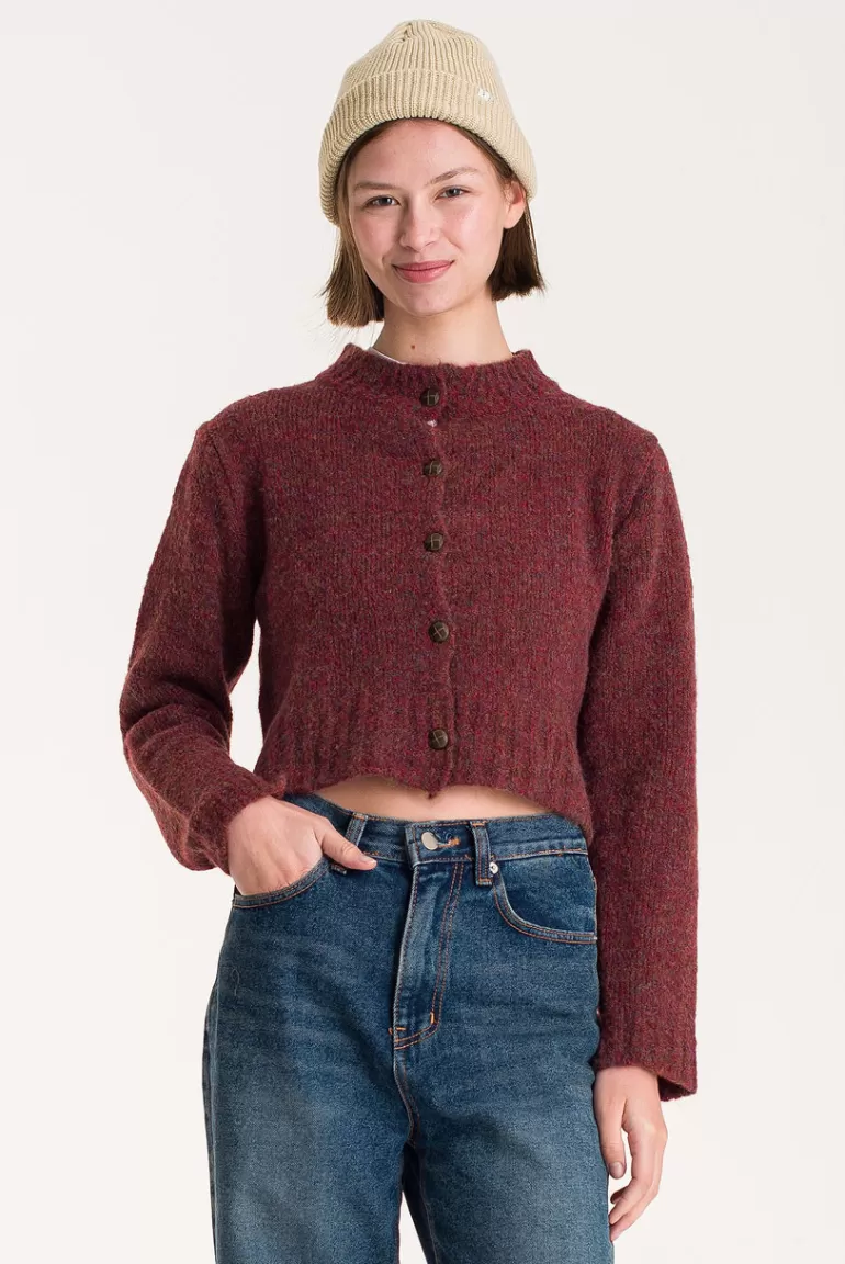 Women Olive Clothing Hana Mini Crop Cardigan, Hibiscus