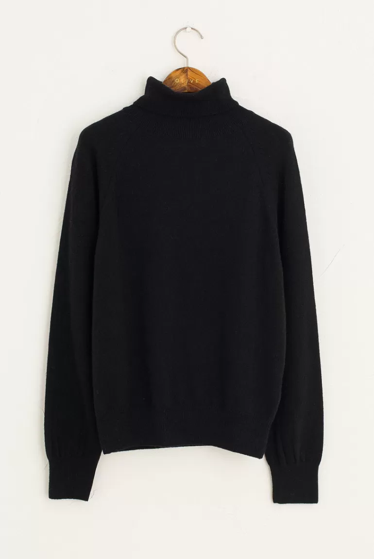 Women Olive Clothing Hana Simple Roll Neck Jumper, Black