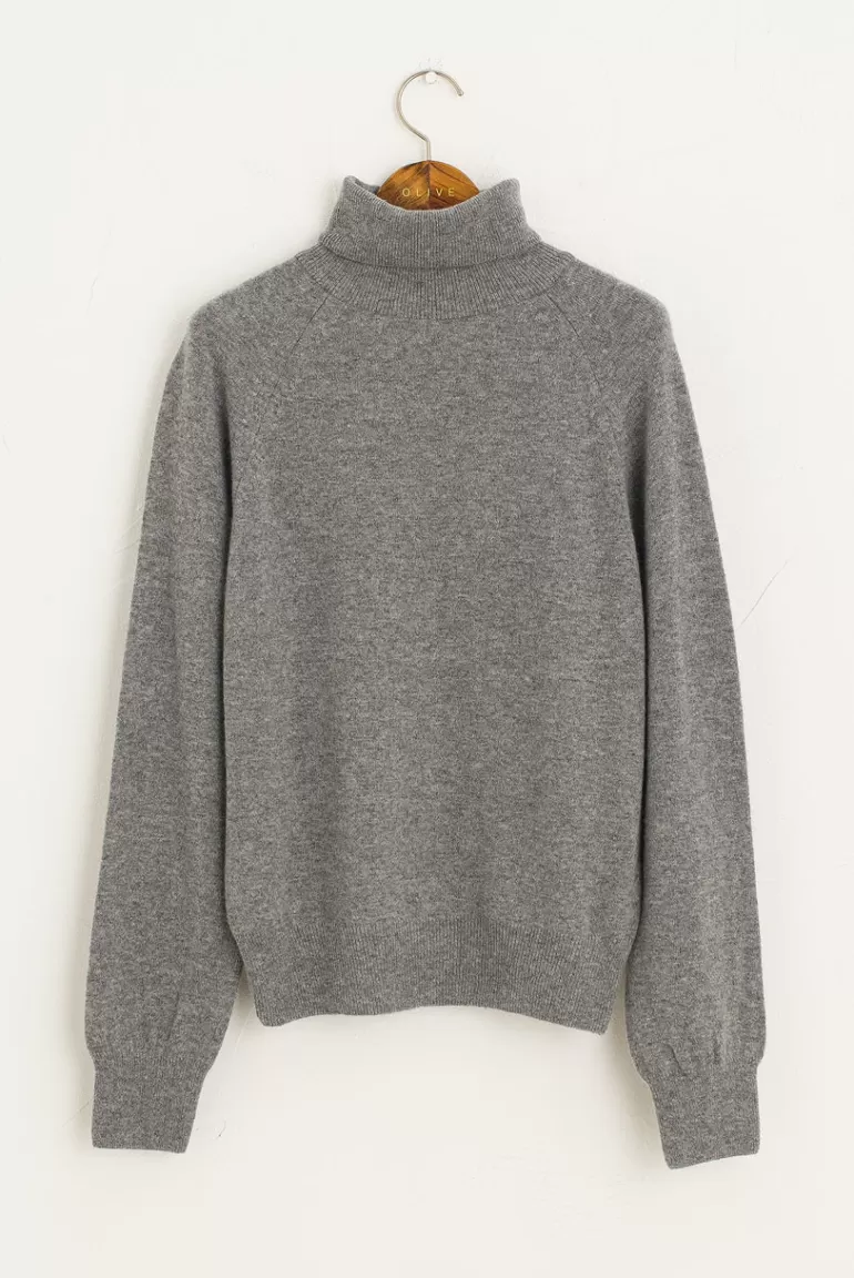 Women Olive Clothing Hana Simple Roll Neck Jumper, Grey