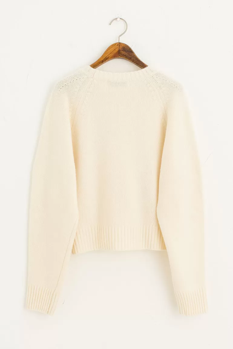 Women Olive Clothing Hana Wool Crew Neck Jumper, Ivory