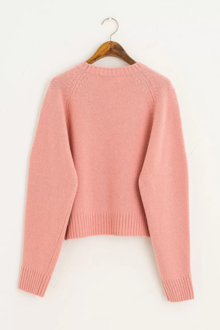 Women Olive Clothing Hana Wool Crew Neck Jumper, Pink