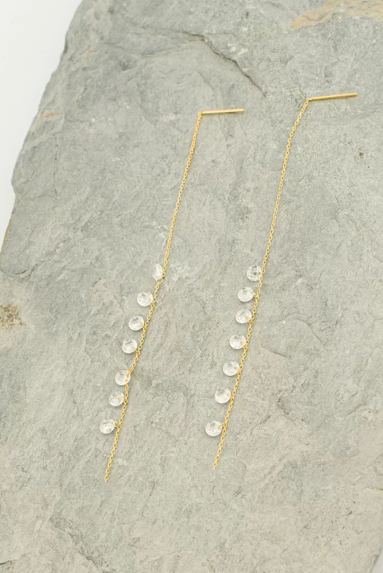 Women Olive Clothing Haru Crystal Earrings, 14K Gold Plated