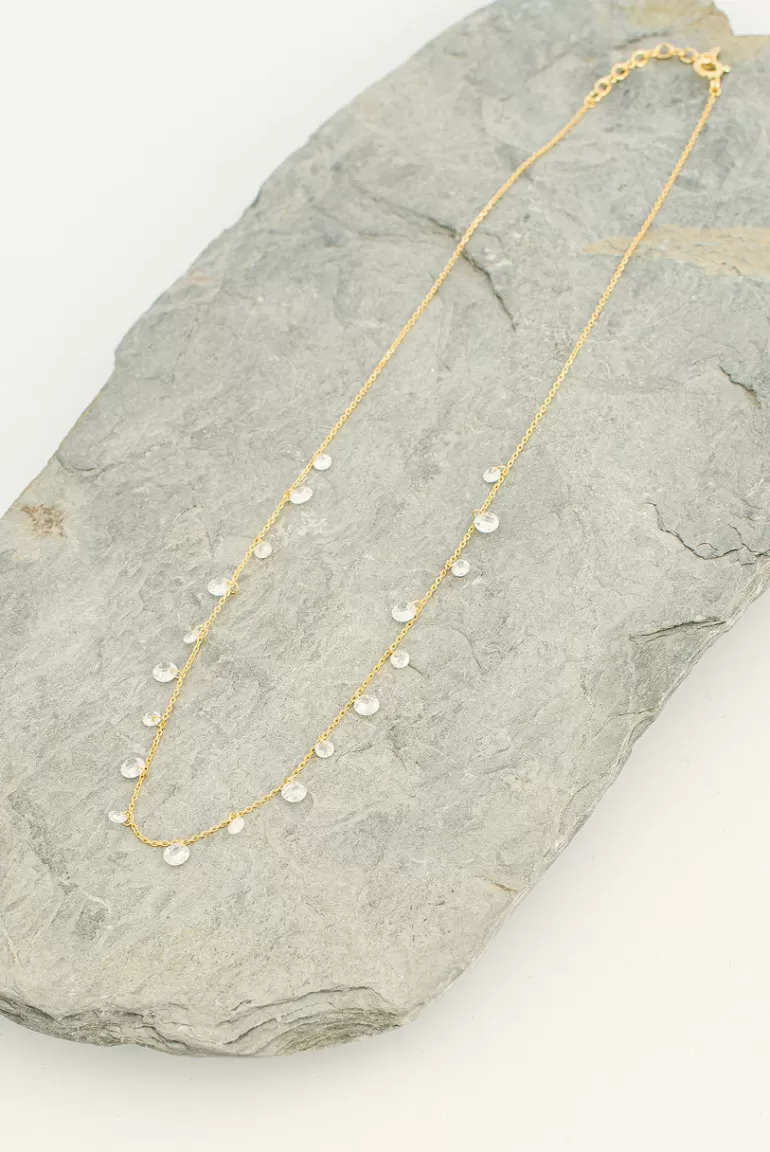 Women Olive Clothing Haru Crystal Necklace, 14K Gold Plated