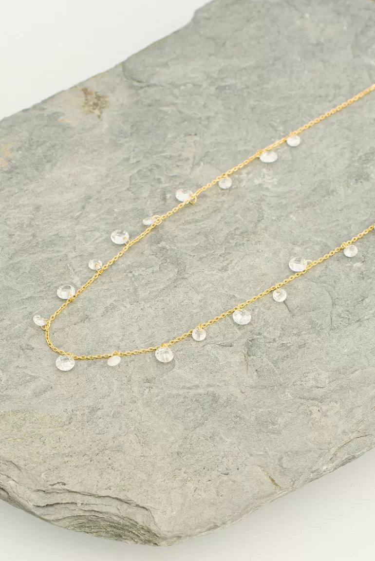 Women Olive Clothing Haru Crystal Necklace, 14K Gold Plated