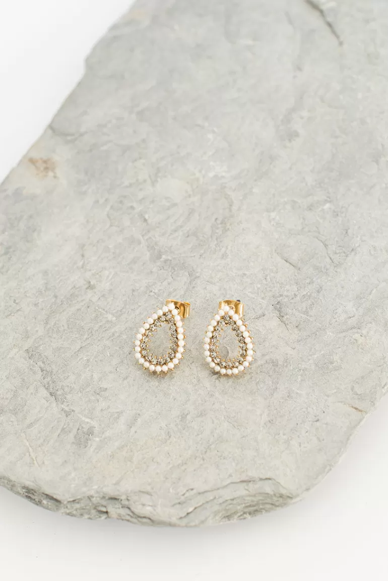 Women Olive Clothing Hathor Tear Shape Earrings, Gold Plated