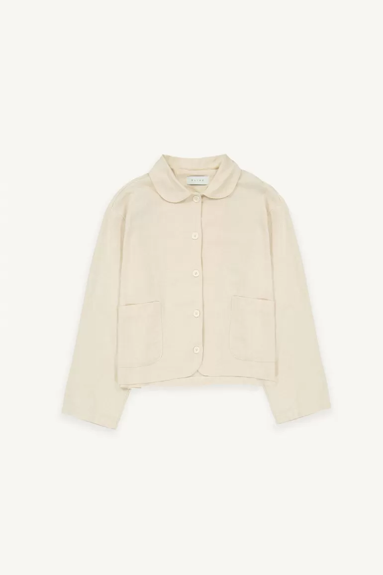 Women Olive Clothing Hitsu Light Weight Jacket, Ivory