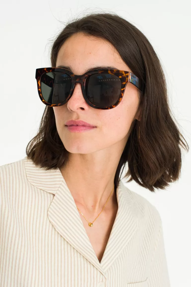 Women Olive Clothing Hotaru Sunglasses, Leopard Printed