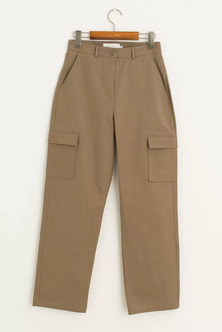 Women Olive Clothing Hoya Cargo Pants, Khaki