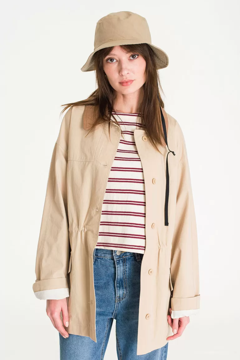 Women Olive Clothing Hoya Colour Contrast Field Jacket, Beige