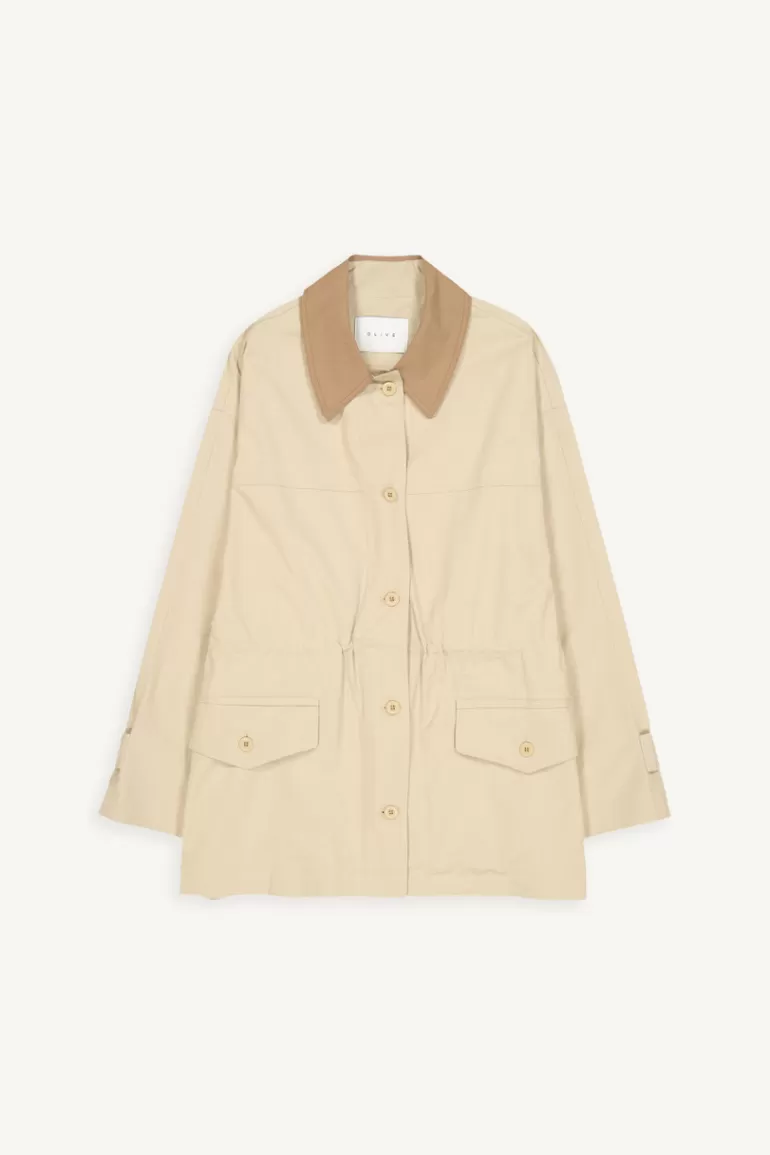 Women Olive Clothing Hoya Colour Contrast Field Jacket, Beige