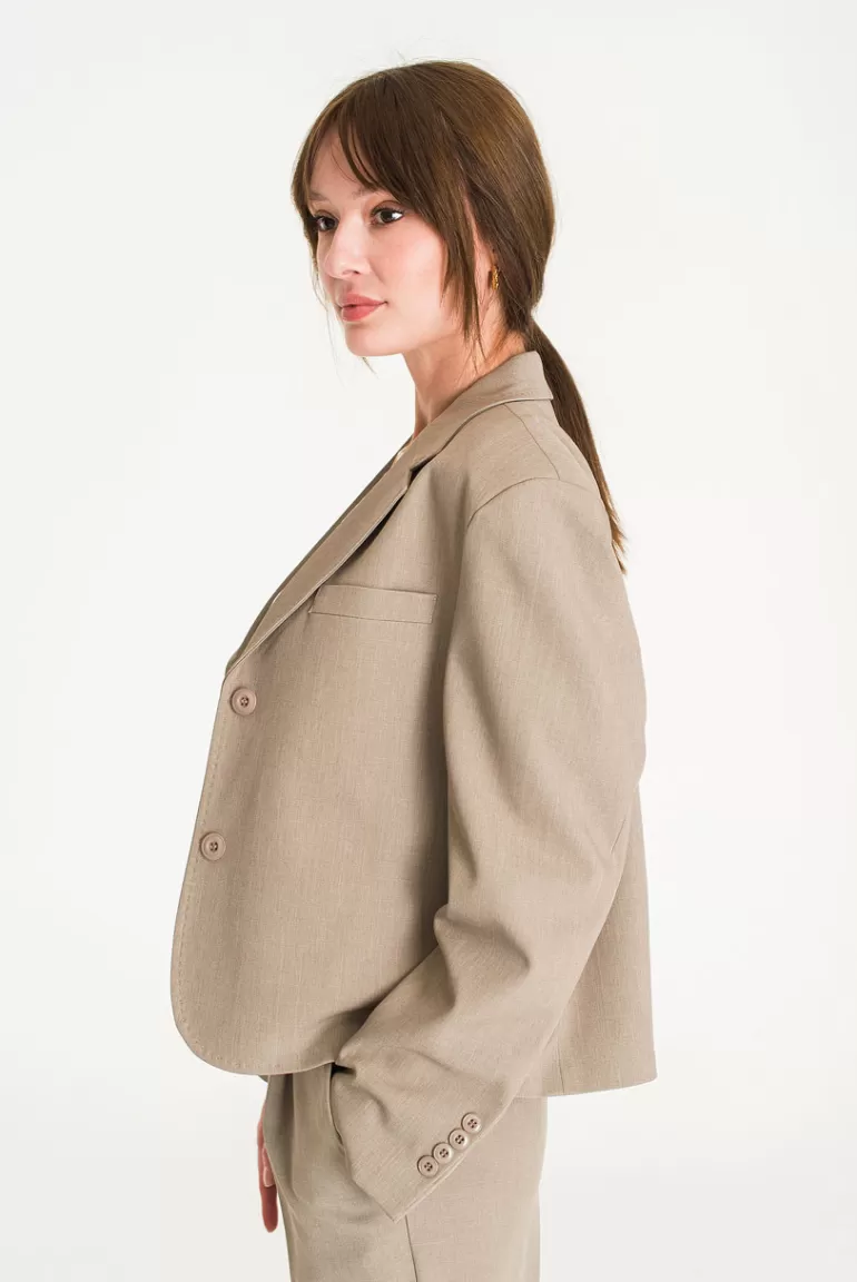Women Olive Clothing Hoya Crop Jacket, Beige