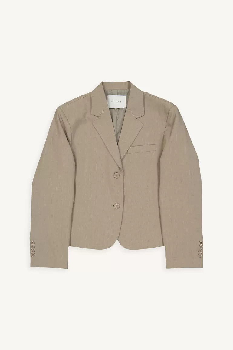 Women Olive Clothing Hoya Crop Jacket, Beige