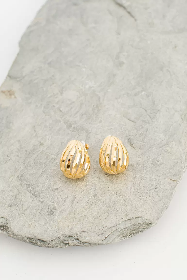 Women Olive Clothing Il Mare Shine Earrings, Gold Plated