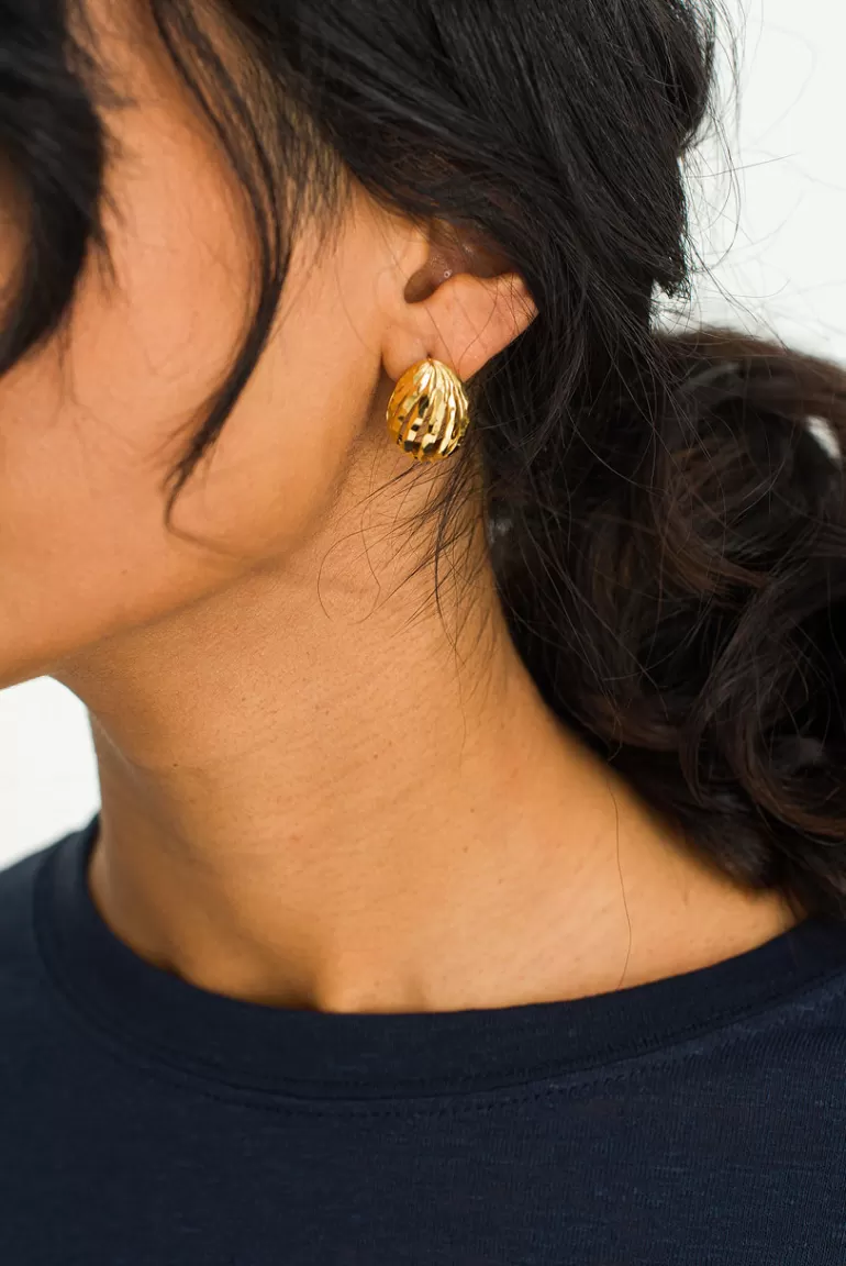 Women Olive Clothing Il Mare Shine Earrings, Gold Plated