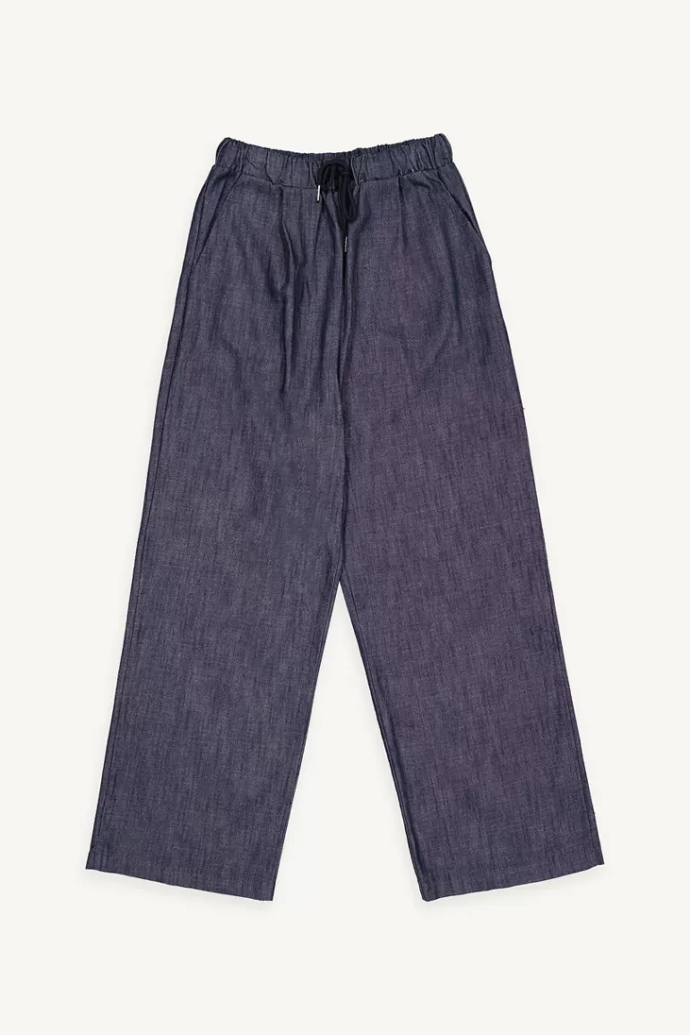 Women Olive Clothing Indigo Wide Pants, Indigo