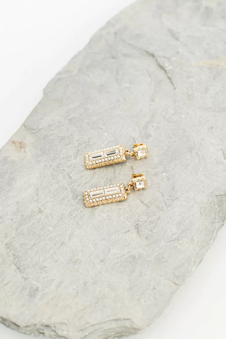 Women Olive Clothing Isis Square Drop Earrings, Gold Plated